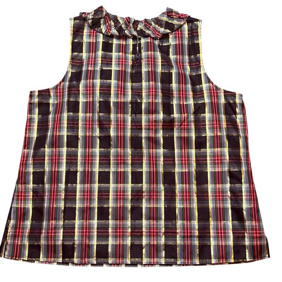 Talbots Plus Bow And Ruffle Neck Heritage Shell Blouse Celebrate Plaid Size 2X - Picture 11 of 14